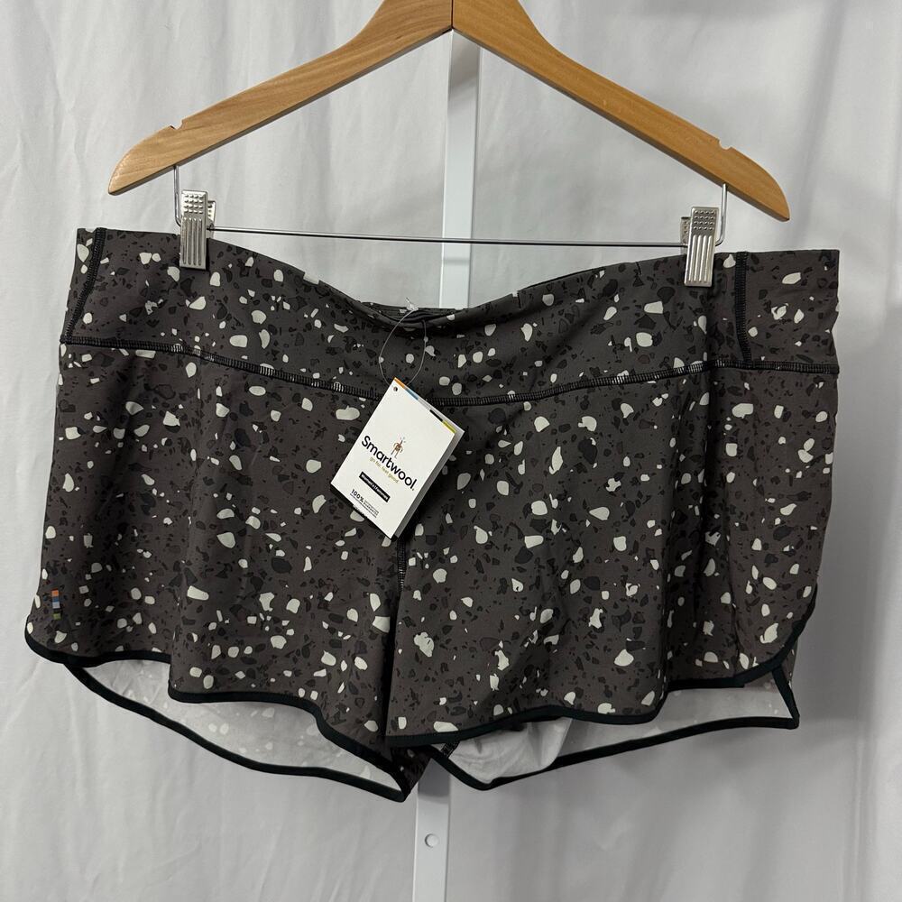 SmartWool Womens XL Merino Sport Lined Running Shorts Black